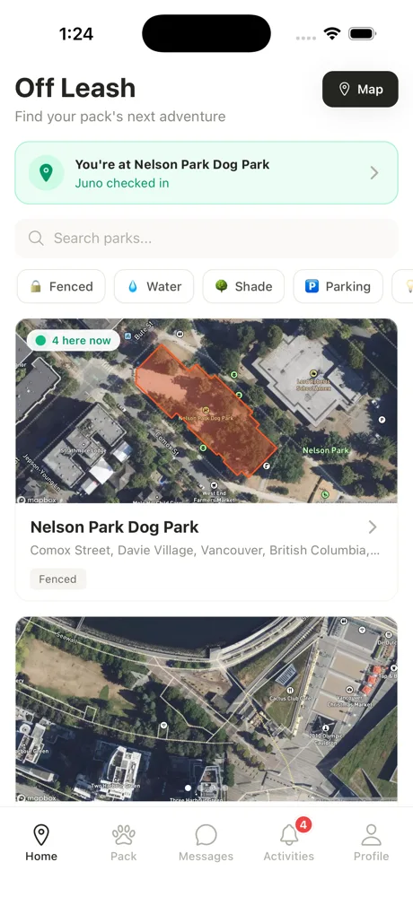 Off Leash app — homeCheckedIn